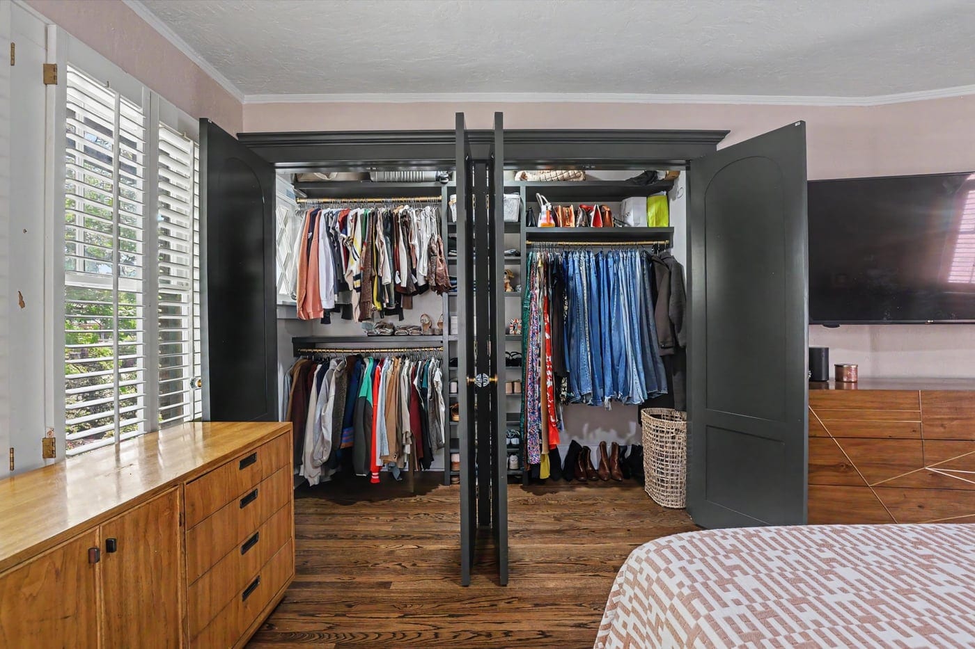 Custom walk-in closet with built-in shelving